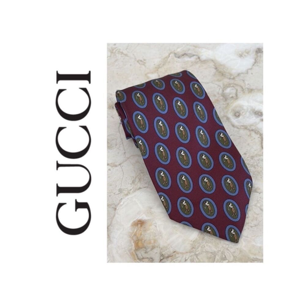Gucci 100% Silk Golf Printed Tie